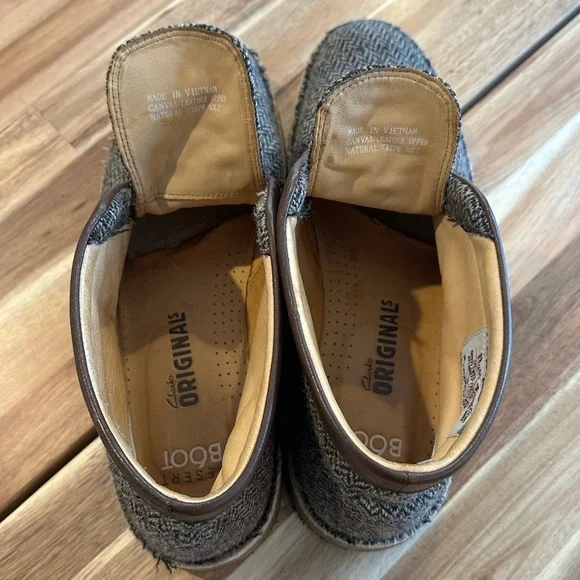 Clark’s Harris Tweed Desert Boots Chukka Wool Herringbon Leather US 12 - Picture 4 of 9